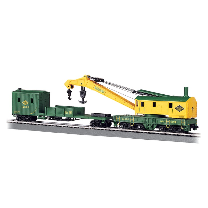 Bachmann 16110 HO Scale Crane Car with Boom Tender Reading Railroad PRR