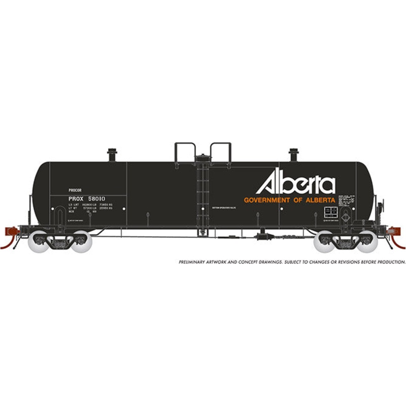 Rapido Trains 135010A HO Scale Procor 20k Gallon Tank Car Government of Alberta "Late" UTLX #Varies