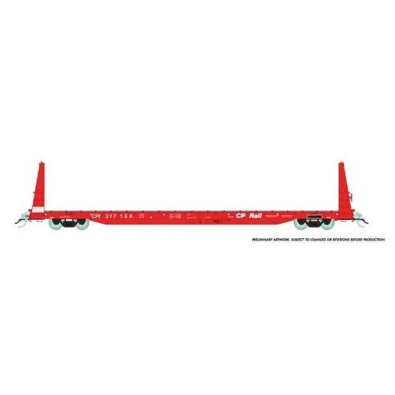 Rapido Trains 147001A HO Scale 62' Bulkhead Flatcar Canadian National (Action Red) CN # Varies