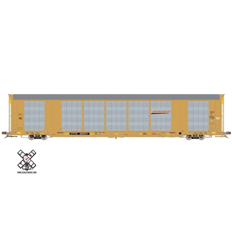 ScaleTrains Rivet 32739 HO Scale Gunderson Multi-Max Autorack BNSF (Yellow) CTTX 691311