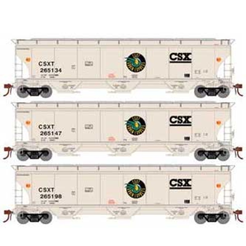 Athearn Genesis G89977 HO Scale Trinity 3 Bay Covered Hopper "Grain Express" CSX 3 Pack #1
