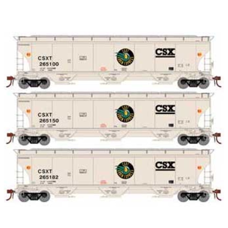 Athearn Genesis G89978 HO Scale Trinity 3 Bay Covered Hopper "Grain Express" CSX 3 Pack #2