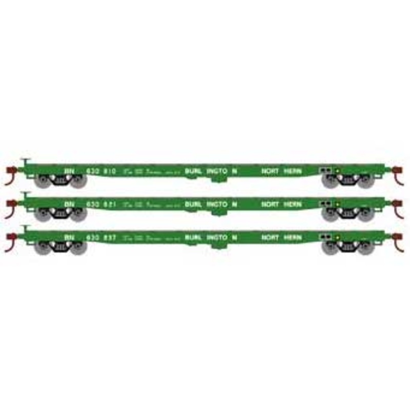 Athearn HO Scale 98081 60' Flatcar Burlington Northern BN 3 Pack