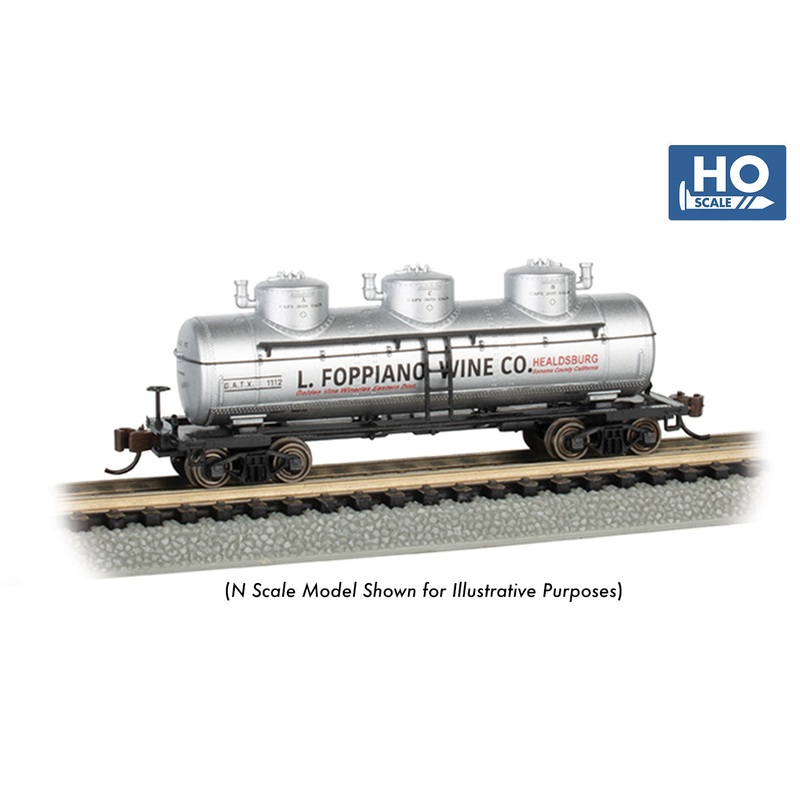 Bachmann 17114 HO Scale 3 Dome Tank Car Foppiano Wine Co. GATX 1112