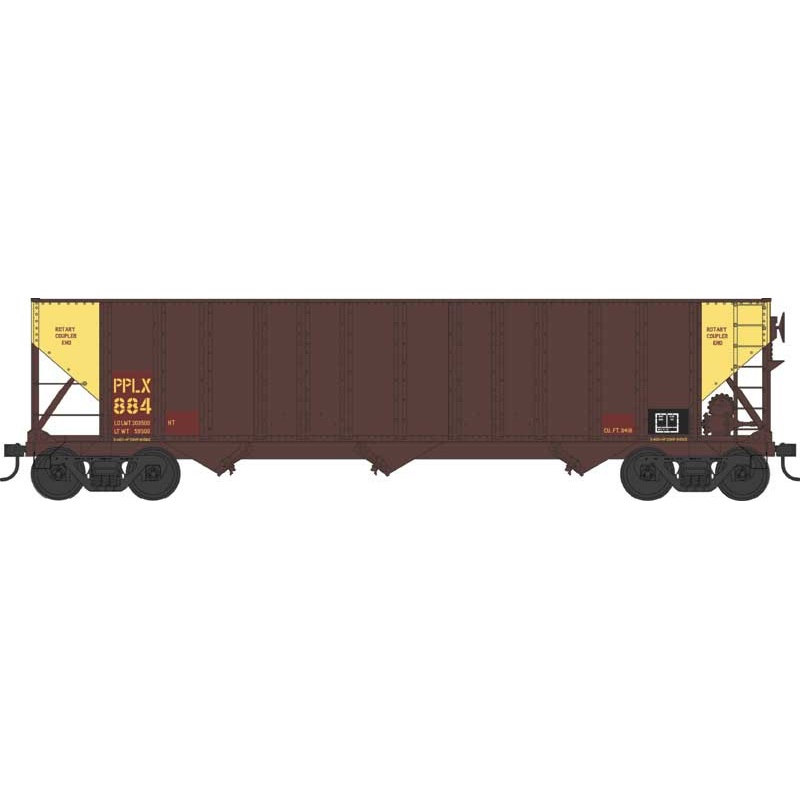 Bowser 43220 HO Scale 100 Ton 3-Bay Hopper PPLX "Double Yellow End" 884