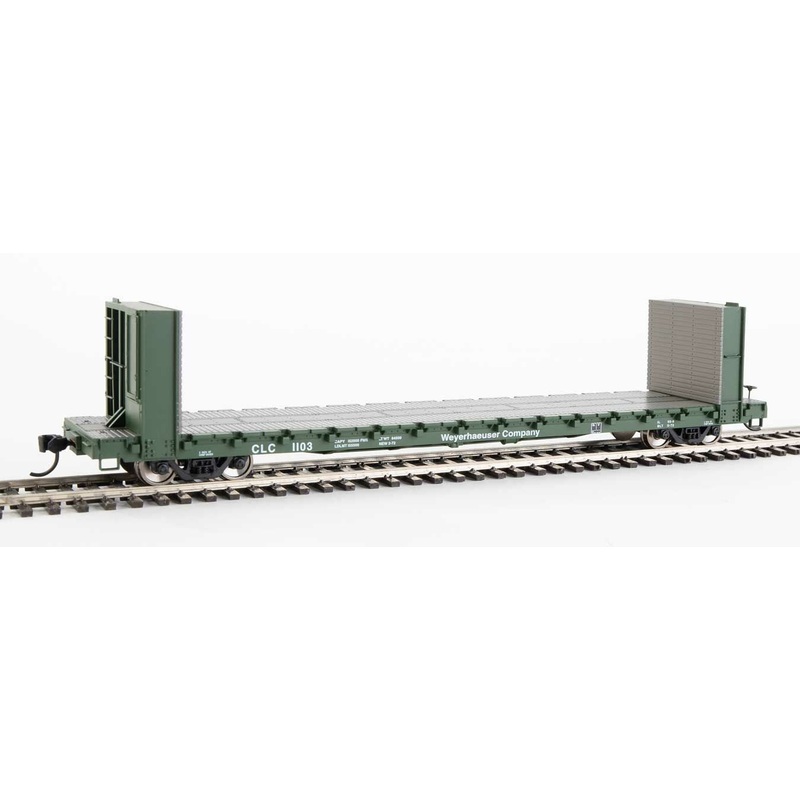 Walthers Mainline 910-5826 60' Pullman Bulkhead Flatcar Weyerhauser CLC 1103