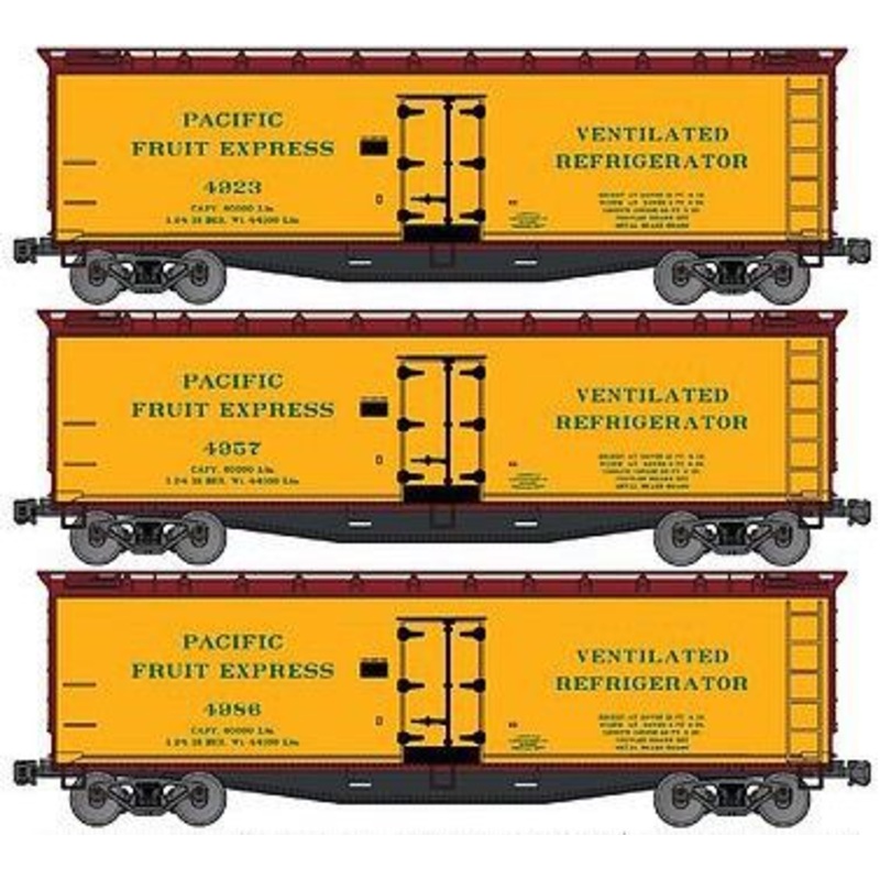 Accurail 48474 HO Scale 40' Wood Reefer Kit 3 Pack Pacfic Fruit Express - NOS