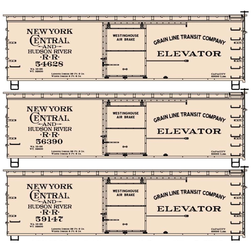 Accurail 8153 HO Scale 36' Double Sheathed Boxcar Kit New York Central NYC&HR 3 Pack