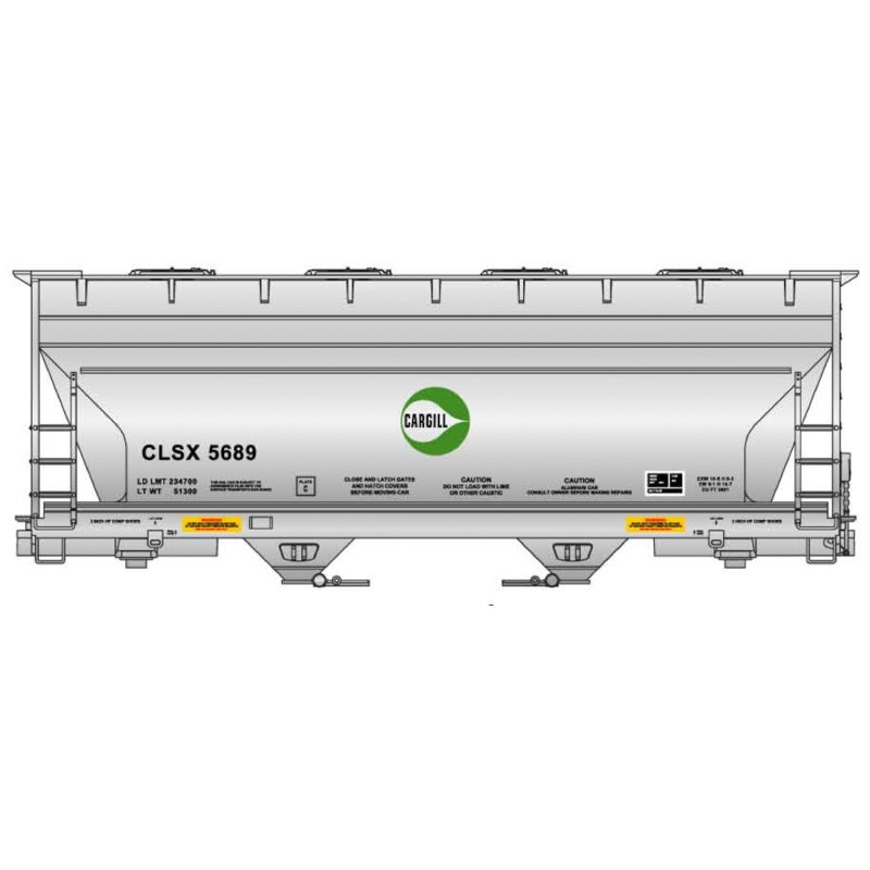 Accurail 81551 HO Scale ACF Aluminum Covered Hopper Kit Cargill CLSX #'s Vary