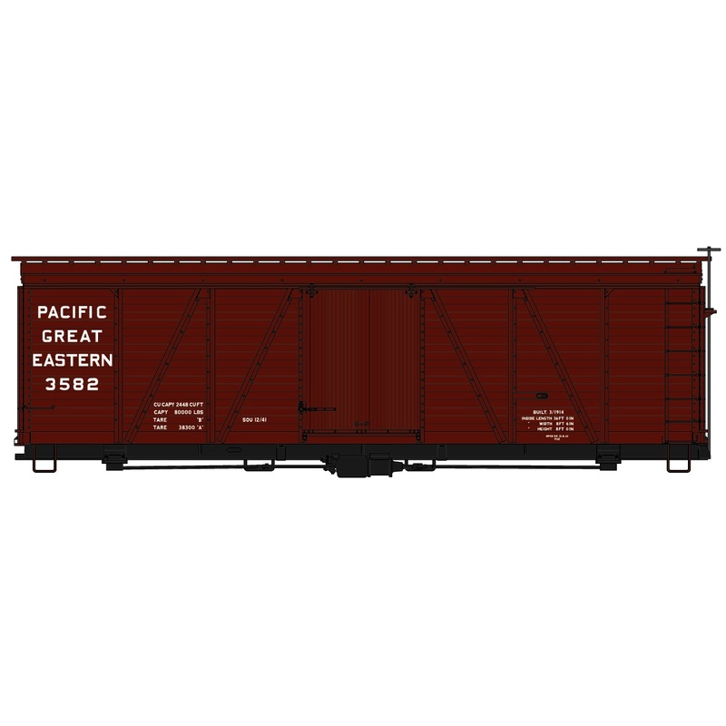 Accurail 1160 HO Scale 36' Fowler Wood Boxcar Pacific Great Eastern PGE