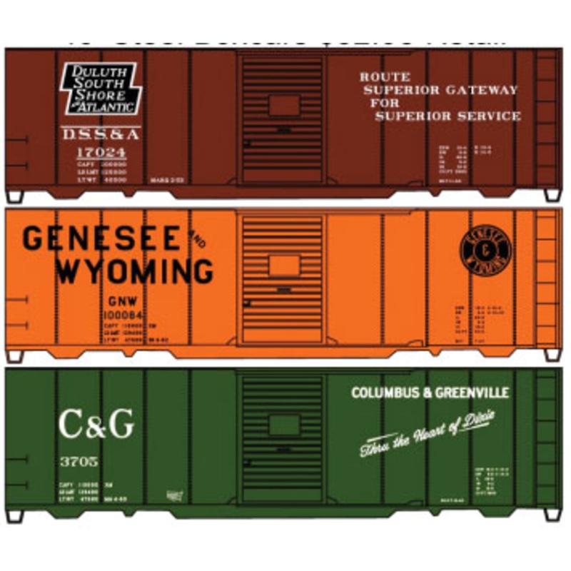 Accurail 8088 HO Scale 40' Steel Boxcar, C&G GW and DSS&A 3 Car Set [Model Train Kit]