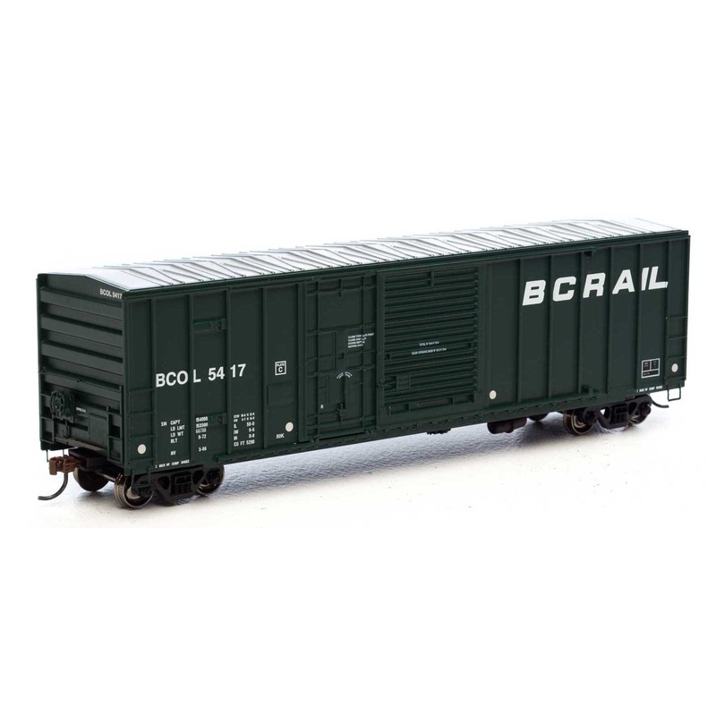 Athearn 87198 HO Scale RTR 50' FMC Combo Door Boxcar, British Columbia Railway BC Rail #5417