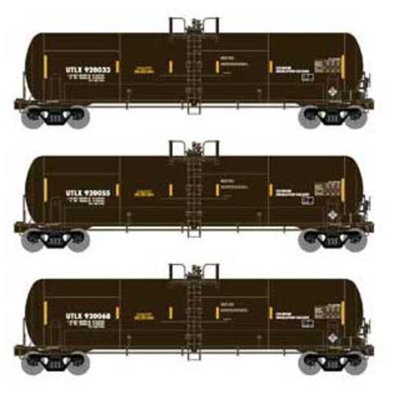 Athearn 15922 HO Scale RTC 20,900 Gallon Acid Tank Car Black UTLX 3 Pack