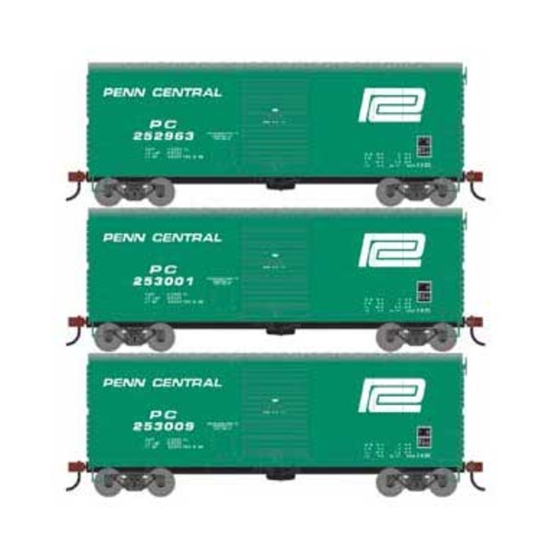 Athearn 67753 HO Scale RTR 40' Modernized Boxcar Penn Cental PC 3 Pack