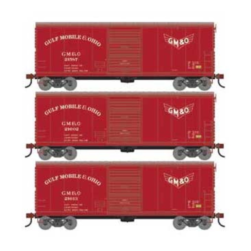 Athearn 67756 HO Scale RTR 40' Modernized Boxcar Gulf Mobile Ohio GM&O 3 Pack
