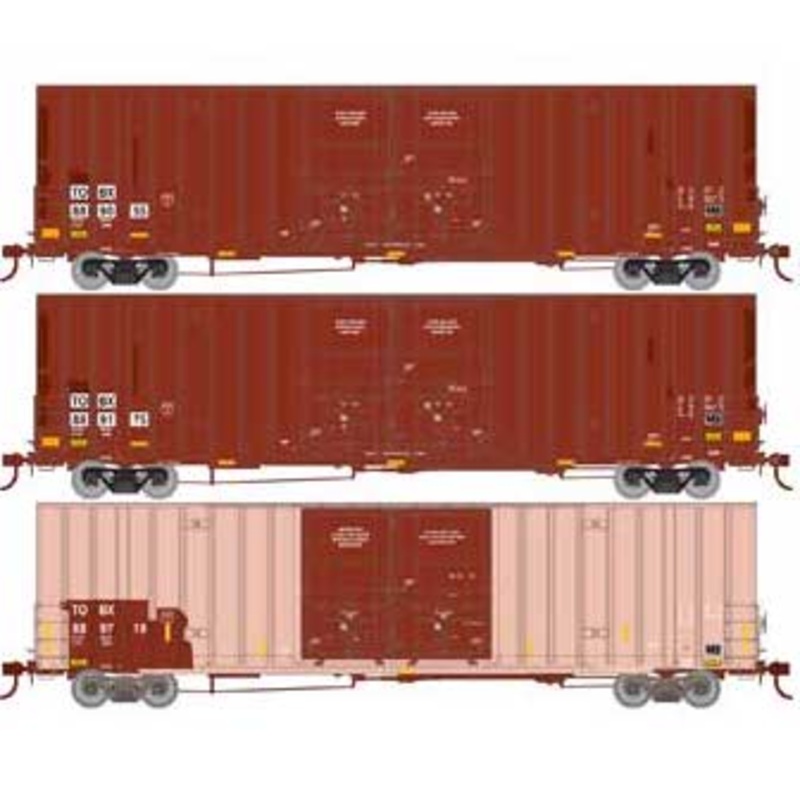 Athearn 75256 HO Scale 60' Gunderson High Cube Boxcar TTX TOBX 3 Pack