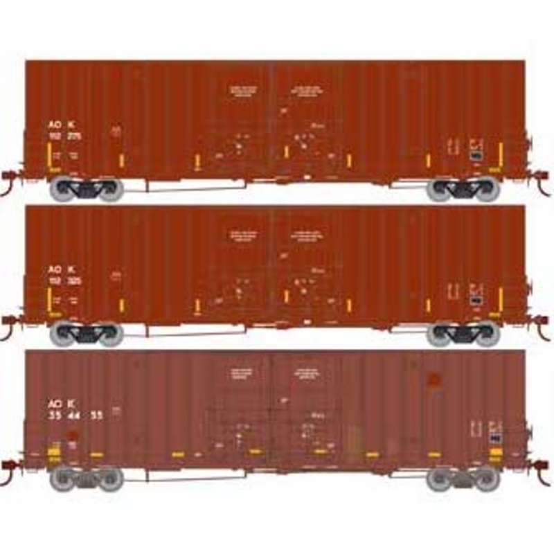 Athearn 75260 HO Scale 60' Gunderson High Cube Boxcar TTX AOK 3 Pack