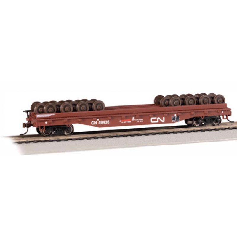 Bachmann 18938 HO Scale 55' Flatcar with Wheel Load Canadian National CN 49435