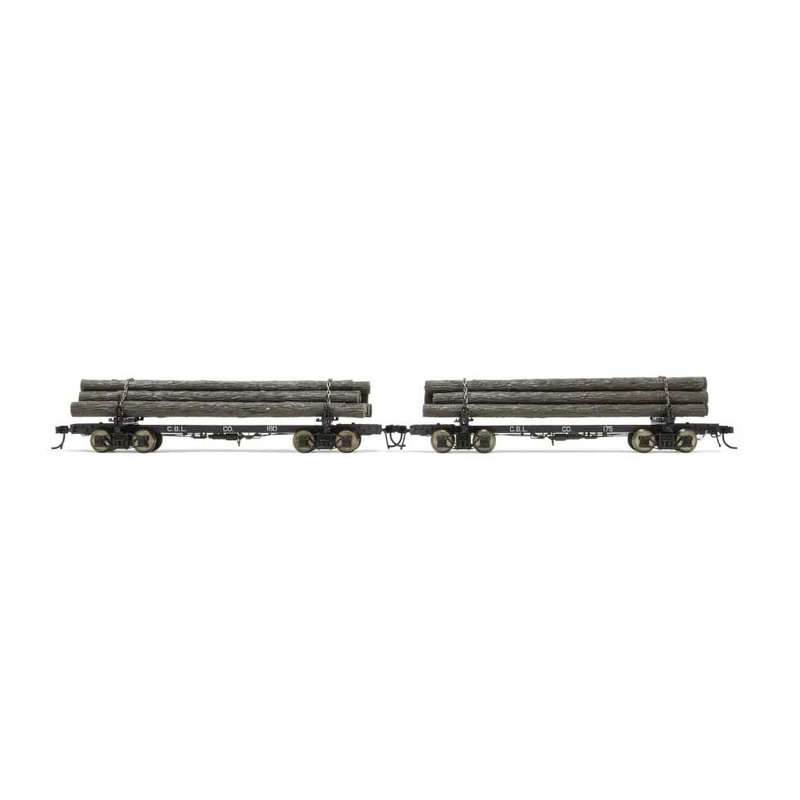 Rivarossi HO Scale HR6630 HO Scale Skeleton Log Car Coos Bay Lumber 166/168 2 Pack