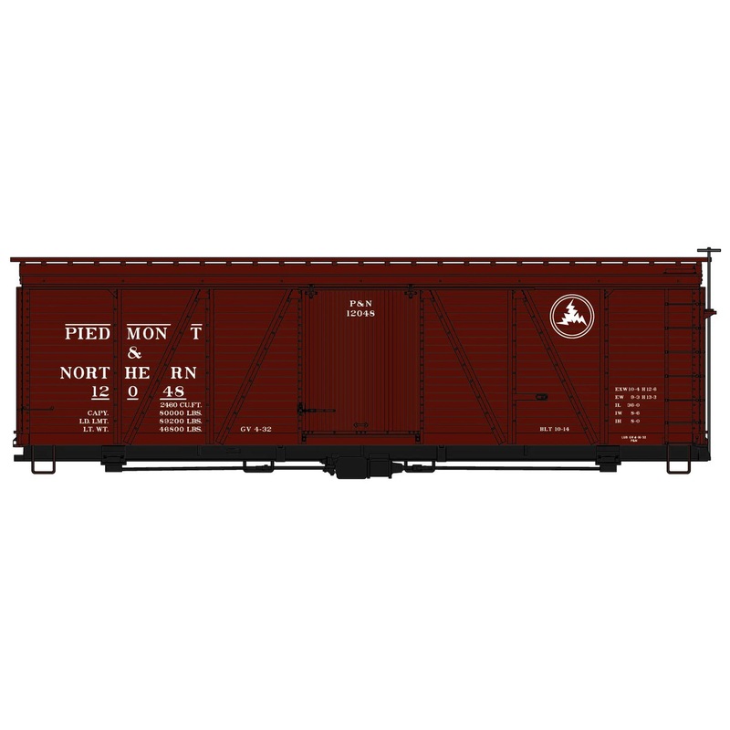 Accurail 1185 HO Scale 36' Fowler Wood Boxcar Kit Piedmont & Northern 12048