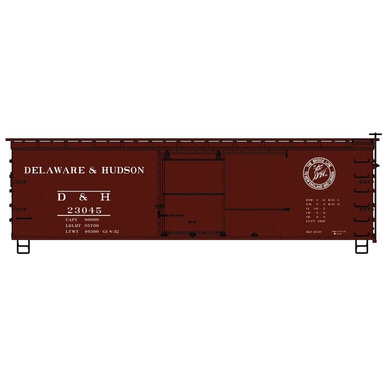 Accurail 1410 HO Scale 40' USRA Wood Double Sheathed Boxcar Delaware & Hudson Kit