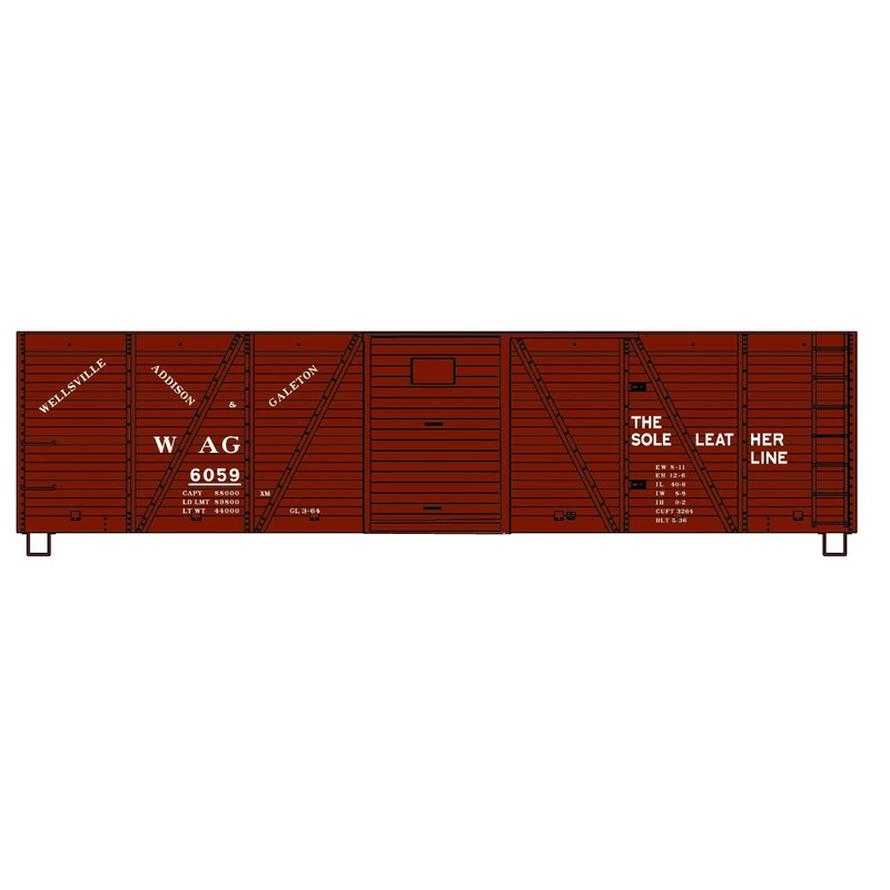 Accurail 81601 HO Scale 40' Single Sheath Boxcar Kit Wellsville, Addison & Galeton WAG 6059