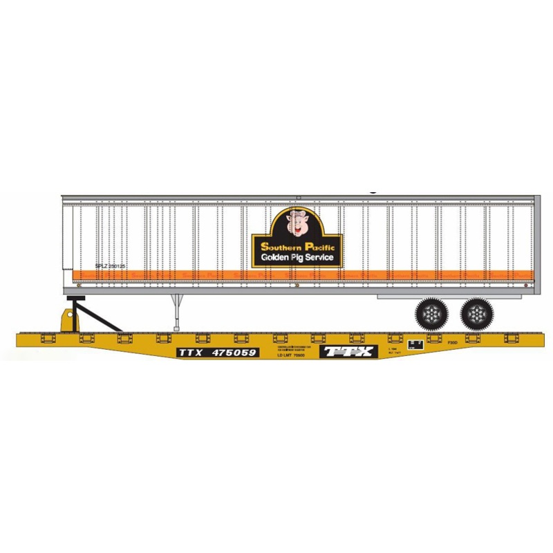 Athearn 29298 HO Scale 50' TTX Flatcar with SP Trailer  - NOS