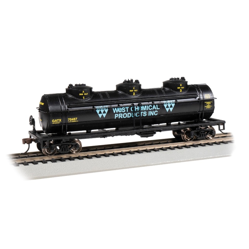 Bachmann 17116 HO Scale 3 Dome Tank Car West Chemical Products GATX 70487