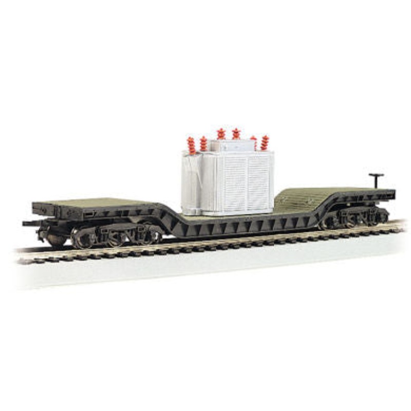 Bachmann 18348 HO Scale Heavy Duty Depressed Center Flatcar with Transformer Load - Unlettered