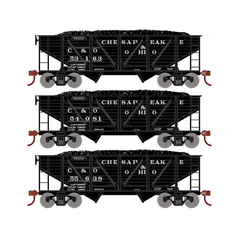 Roundhouse 70804 HO Scale 34' Composite Coal Hopper Chesapeake & Ohio C&O 3 Pack