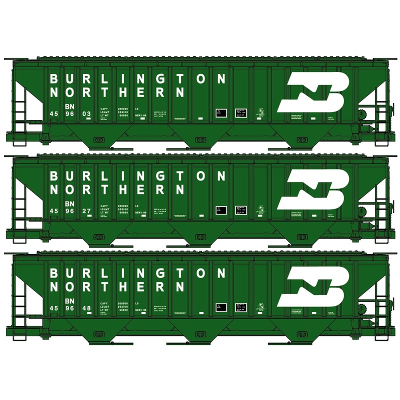 Accurail 8133 HO Scale PS 4750 Covered Hopper Burlington Northern BN 3-Car Kit