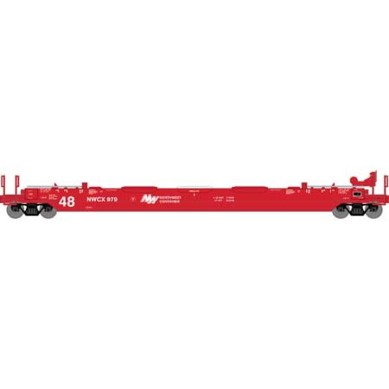 Athearn 7434 HO Scale 48' Husky Stack Well Car Northwest Container NWCX 979