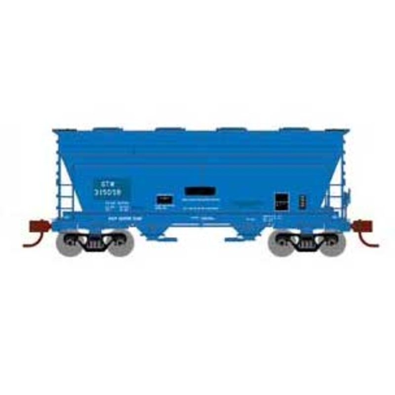 Athearn 93454 HO Scale ACF 2970 2 Bay Covered Hopper Grand Trunk Western "Primed for Grime" GTW 3150