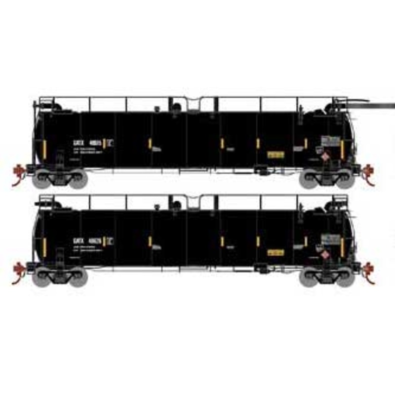 Athearn Genesis G67933 HO Scale Tank Train A/B Set "Yellow Stripes" GATX 48615/48626