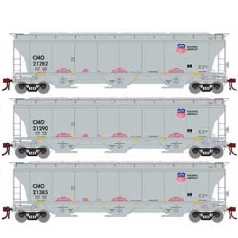 Athearn Genesis G89969 HO Scale Trinity 3 Bay Covered Hopper Union Pacific CMO 3 Pack #2