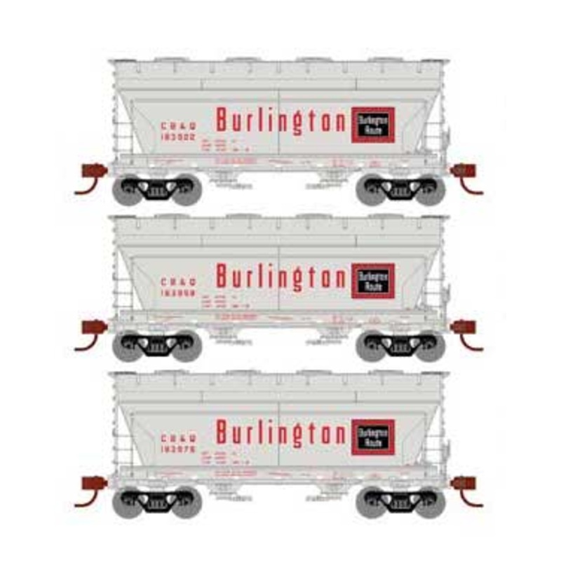 Athearn HO Scale 93453 ACF 2970 2 Bay Covered Hopper Burlington CB&Q 3 Pack