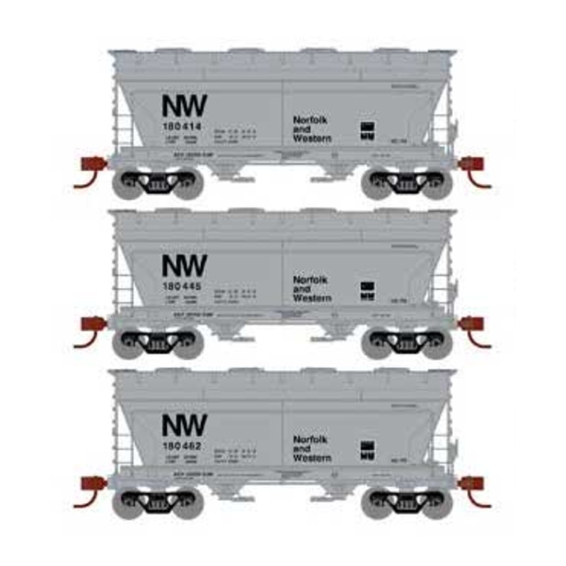 Athearn HO Scale 93462 ACF 2970 2 Bay Covered Hopper Norfolk & Western NW 3 Pack