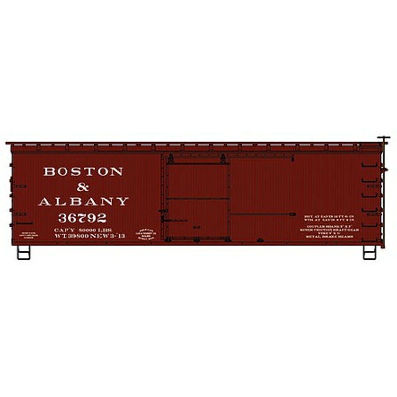 Accurail 1714 HO Scale 36' Double Sheathed Wood Boxcar Kit Boston & Albany B&A 36792