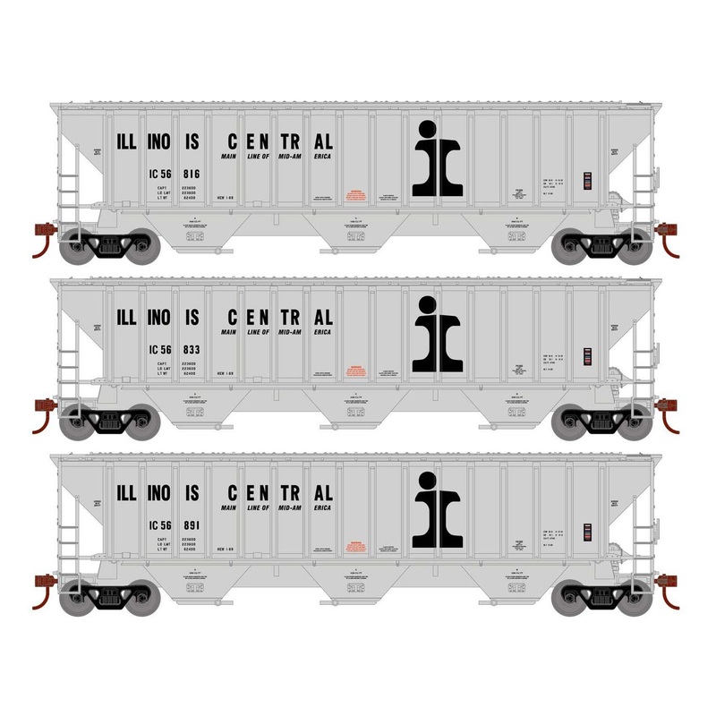 Athearn 18786 HO Scale PS 4740 Covered Hopper Illinois Central IC 3 Pack
