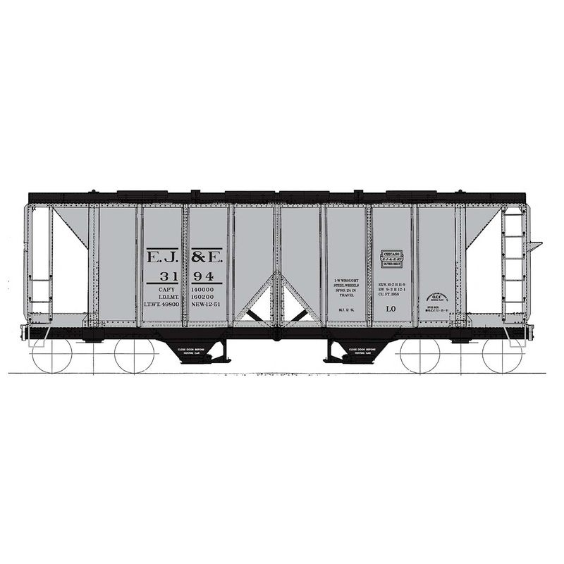 InterMountain 48664 HO Scale 1958 Cu. Ft. Covered Hopper Elgin, Joliet & Eastern EJ&E # Vars