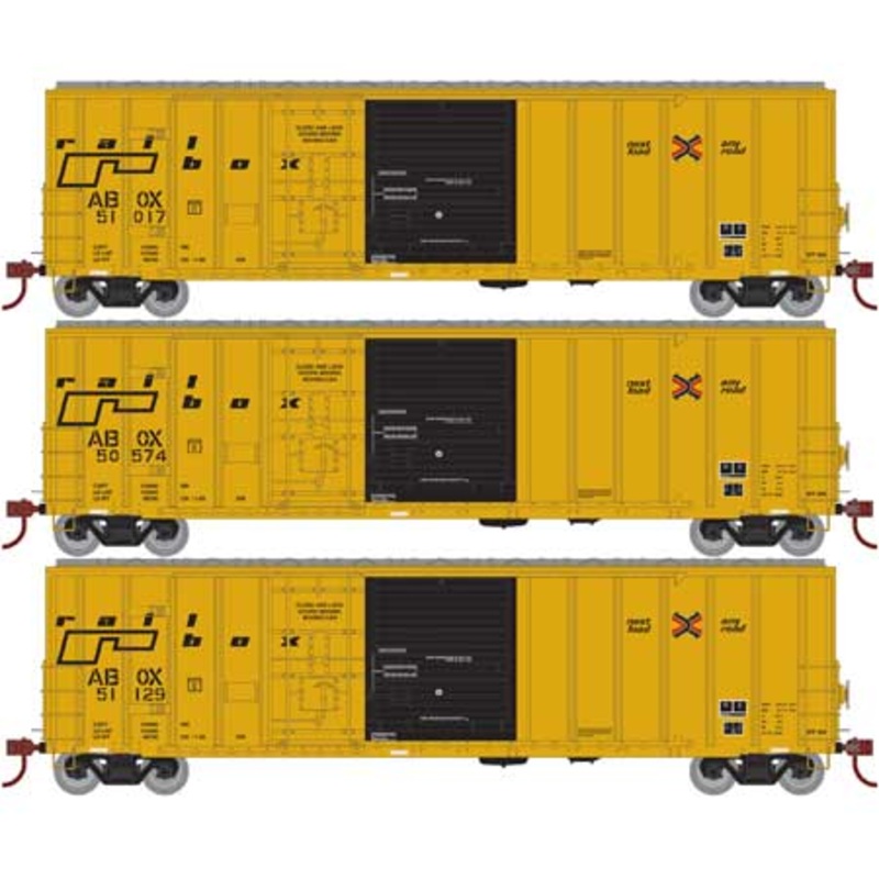 Athearn 71007 HO Scale 50' FMC Exterior Post Combo Door Boxcar "Late" Railbox ABOX 3 Pack