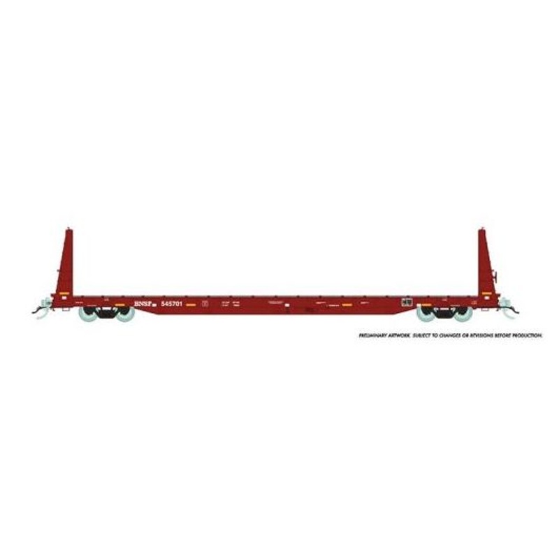 Rapido Trains 147008A HO Scale 62' Bulkhead Flatcar (Mineral Brown) BNSF # Varies