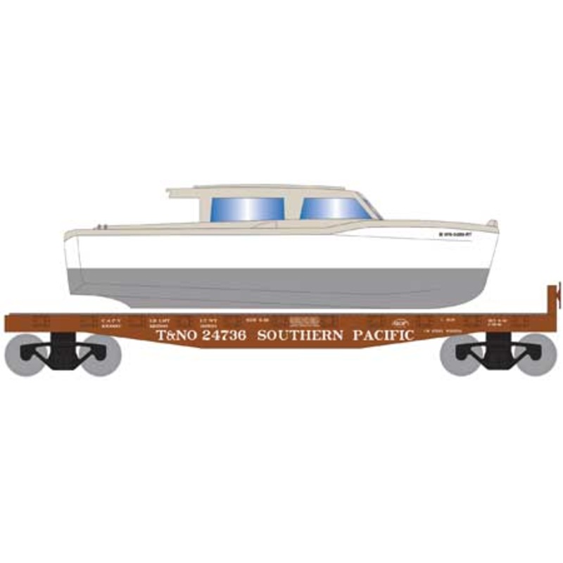Roundhouse 1040 HO Scale 40' Flatcar with White Boat T&NO SP 24736