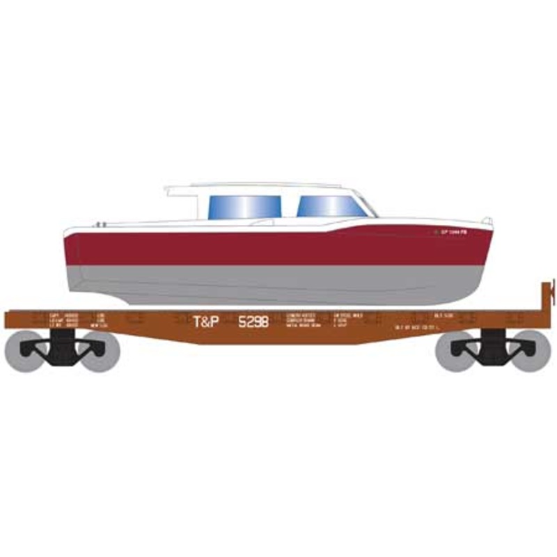 Roundhouse 1047 HO Scale 40' Flatcar with Red Boat T&P 5298
