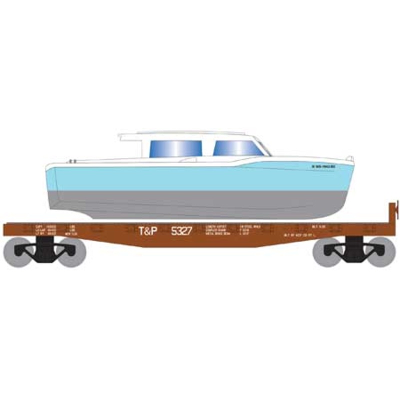 Roundhouse 1048 HO Scale 40' Flatcar with Red Boat T&P 5327