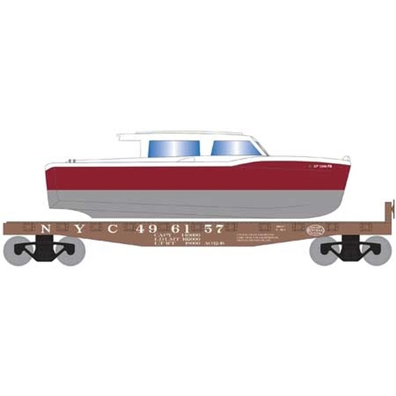 Roundhouse 1050 HO Scale 40' Flatcar with White Boat New York Central NYC 496000