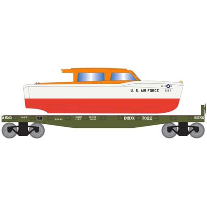 Roundhouse 2278 HO Scale 40' Flatcar with Air Force Rescue Boat DODX 7022
