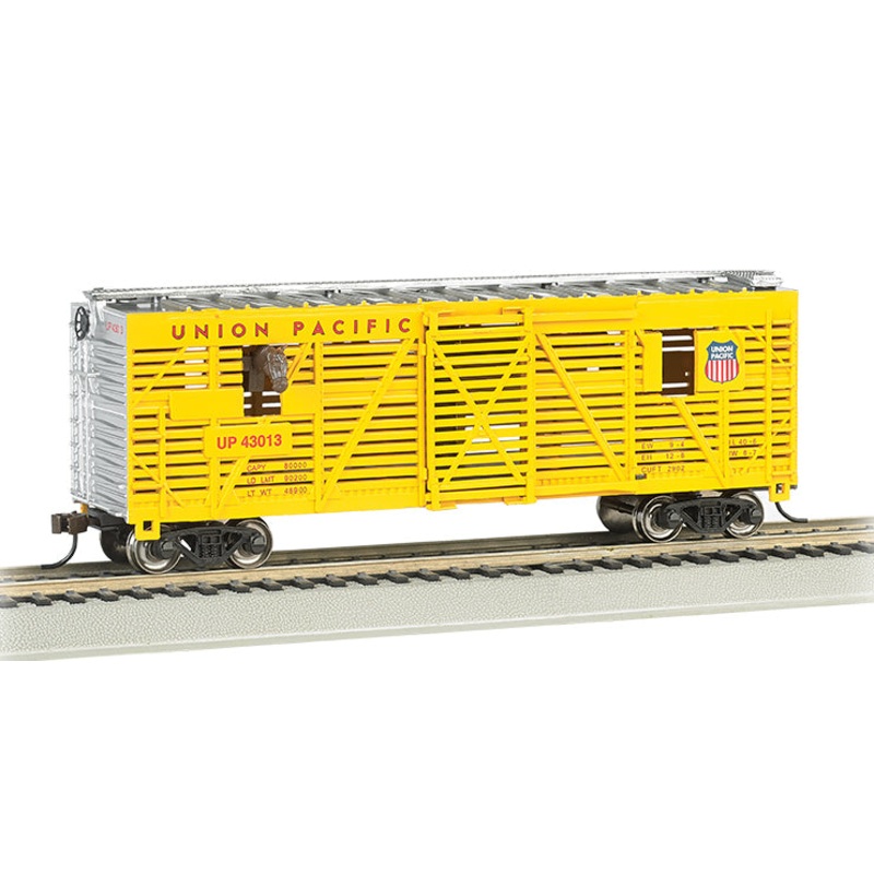 Bachmann 19701 HO Scale 40' Animated Stock Car with Horses Union Pacific UP