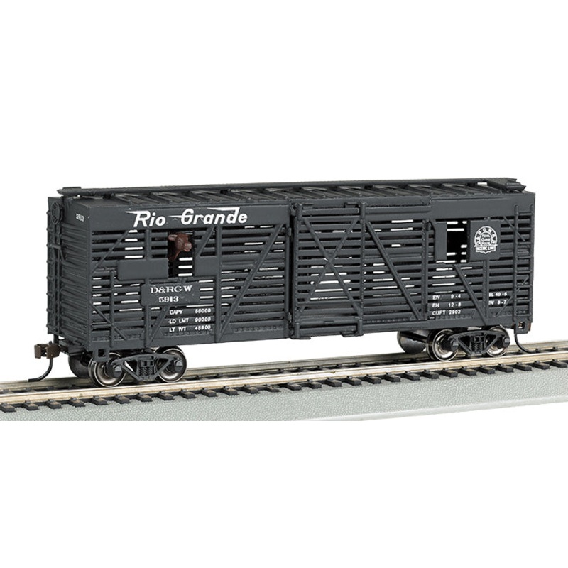 Bachmann 19706 HO Scale 40' Animated Stock Car with Cows Denver Rio Grande and Western DRG&W