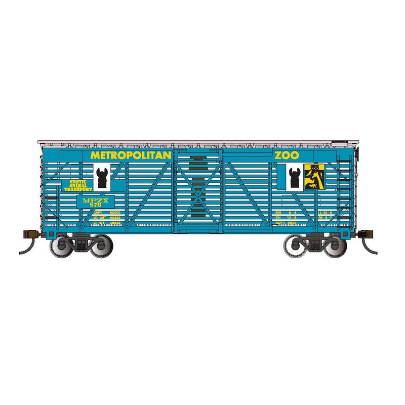 Bachmann 19708 HO Scale 40' Animated Stock Car Metropolitan Zoo Llama Transport
